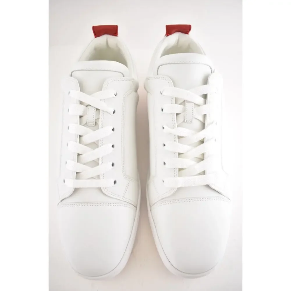 Christian Louboutin Mens Fun Louis Junior Flat White Red Low Top Sneaker 48 15